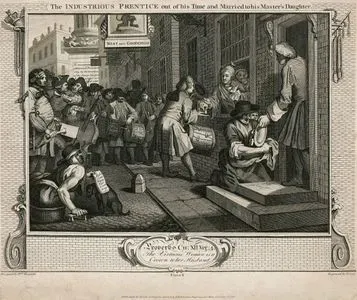 The Industrious Prentice Out Of His Time And Married To His Master's Daughter-Plate 6-The Virtous Woman is A 
Crown To Her Husband