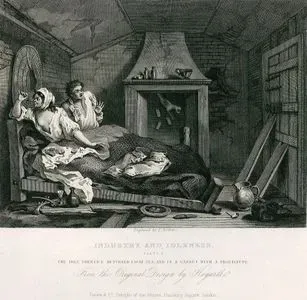 Industry And Idleness-The Idle Prentice Returned From Sea And in A Garret With A Prostitute-Plate 7
