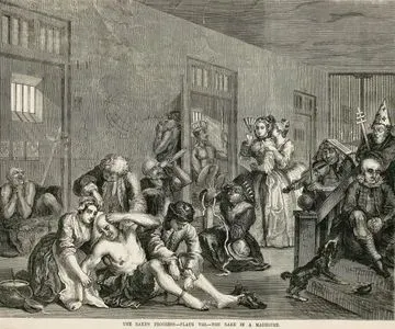 The Rake's Progress-Plate 8-The Rake In A Madhouse